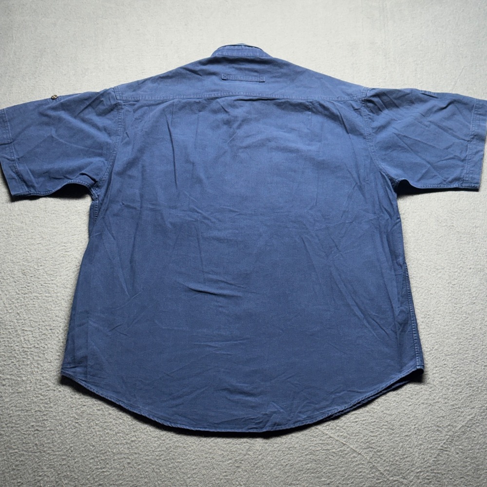 Camel Trophy Adventure Wear Shirt Mens XXL Blue Short Sleeve Utility Cotton Top - Picture 6 of 11